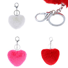 3 Colors Luxury Imitation Keychain Soft Heart Shape Ball PomPom Car H bag Key Ring  SM6