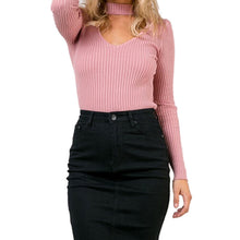 s 5 Colors Women Sexy High Neck V Long Sleeve Shoulder Ribbed Bodysuits Playsuits Rompers Jumpsuits  SM6