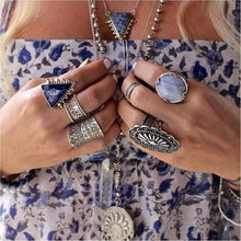s Vintage Turkish Beach Punk Zircon Ring Ethnic Carved Totem Antique Silver Plated Boho Finger Ring Knuckle Charm Anelli SM6
