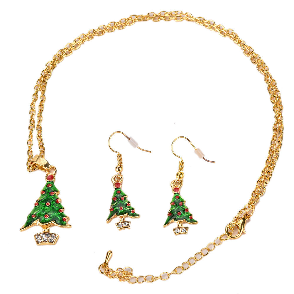 Rhinestone Artificial Tree Gold Plated Earrings Necklace For Women Jewelry Jewelry Sets SM6