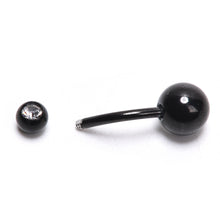 Black Titanium Rhinestone Barbell Navel Belly Button Bar Ring Body Piercing Curved Punk Earring Piercing SM6