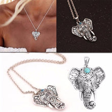 Boho Antique Necklaces Women Charm Vintage Pendants Ethnic Turquoise Elephant Choker Necklace Chain  SM6
