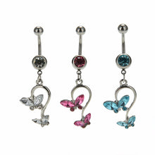 Butterfly Dangle Pendant Ball Button Barbell Bar Belly Navel Ring Body Piercing Jewelry SM6