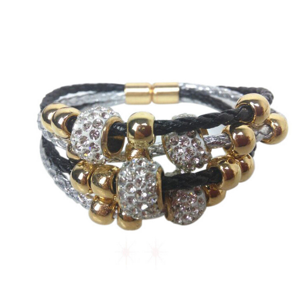 Magnetic Clasp Multi Layers Faux Leather Crystal Rope Bracelet European   American Style Women Bracelet Jewelry for Women SM6