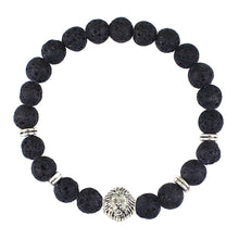 Black Beads Str  Bracelet Lava Rock Stone Animal Lion Leopard Tiger Head Bracelet Men's Bracelet Retro Vintage SM6