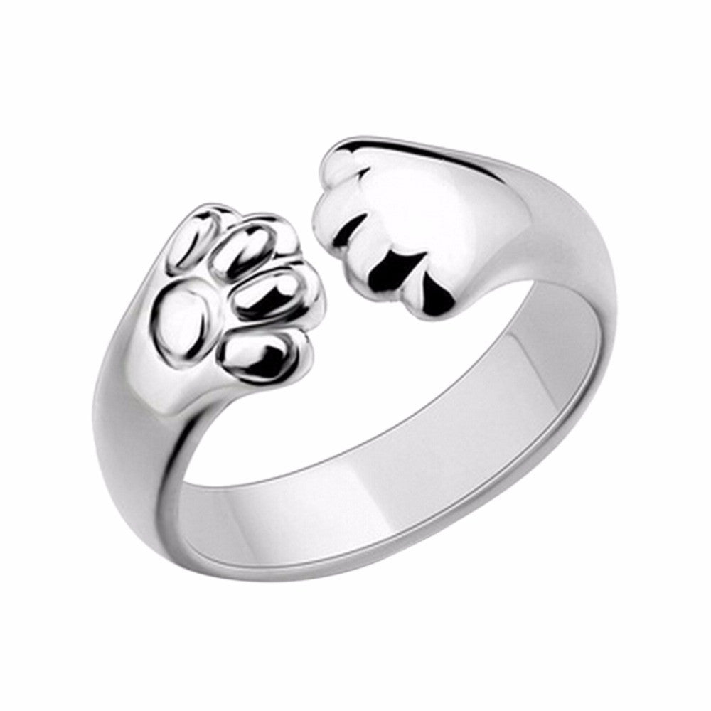 Women Lady Silver Plated Cat Paw Claw Rings Design Open Party Ring Adjustable For Young Girls Jewelry  SM6