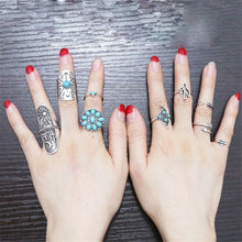 ring OR  9pcs rings Silver Punk Vintage Ring Womens Retro Geometry Finger Rings Boho Style SM6