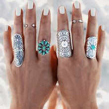 ring OR  9pcs rings Silver Punk Vintage Ring Womens Retro Geometry Finger Rings Boho Style SM6