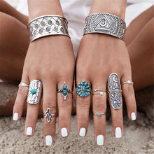 ring OR  9pcs rings Silver Punk Vintage Ring Womens Retro Geometry Finger Rings Boho Style SM6