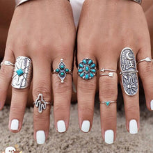 ring OR  9pcs rings Silver Punk Vintage Ring Womens Retro Geometry Finger Rings Boho Style SM6