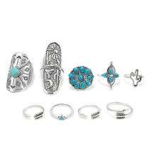 ring OR  9pcs rings Silver Punk Vintage Ring Womens Retro Geometry Finger Rings Boho Style SM6