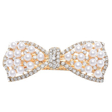 1pcs Shine Rhinestone Girls Woman Bow Hairpin Full Diamond Pearl Bow Spring Clip For Hair Care #3546 SM6
