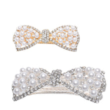 1pcs Shine Rhinestone Girls Woman Bow Hairpin Full Diamond Pearl Bow Spring Clip For Hair Care #3546 SM6