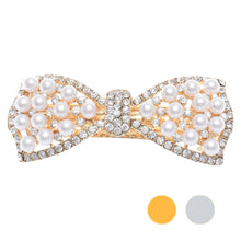 1pcs Shine Rhinestone Girls Woman Bow Hairpin Full Diamond Pearl Bow Spring Clip For Hair Care #3546 SM6