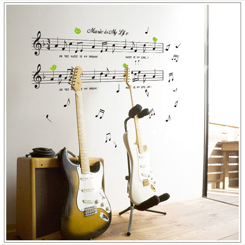 1set Large Size 70cm*120cm Music Sticker Music Is My Life Theme Music Bedroom Decor & Dancing Music Note Removable Wall Sticker SM6