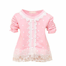 2-4Years Baby Kids Girls Polka Dots Children Outerwear Shirt Long Sleeve Lace Pearl Cardigan Dress Coat Clothing SM6