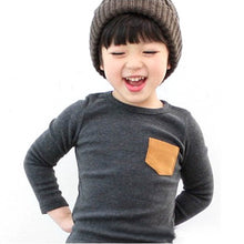 2-7Y Baby Kids Boys Girls Unisex Long Sleeve Clothes Crewneck Children T-shirts Pocket Decor Shirt Clothing PY1 SM6