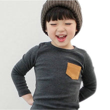 2-7Y Baby Kids Boys Girls Unisex Long Sleeve Clothes Crewneck Children T-shirts Pocket Decor Shirt Clothing PY1 SM6