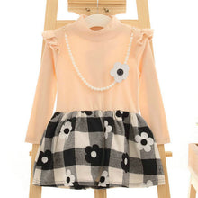 2-7Y Kids Baby Girls Flower Plaids Dress Ruffle Long Sleeve Princess One Piece Party Tutu Dresses PY SM6