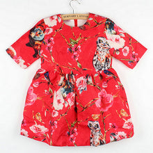 2-8Y New Kids Children Girls Floral Owl Print Princess Dress One Piece Party DressesSM6