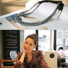 2 Layers Pearl Women Hair B  Womens Girls Elastic Pearl Hair Hoop Double Lovely Pearl Hair B  Headb  SM6