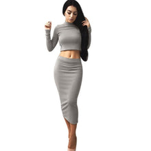 2 Piece Set Women Dress  Fashion  Turtleneck Sexy Elegant Women Long Sleeve Bodycon Party Club Womens Dresses #1215 SM6