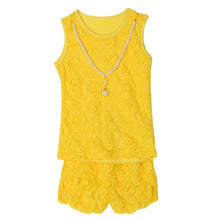 2 Pieces/set Kids Girls Clothes Sets Rose Flower Top ShirtBloomer Short PantsPearl Necklace Outfits SM6