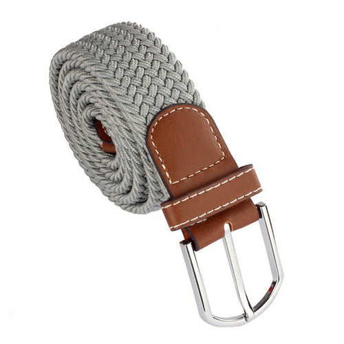 2014Popular Men Leather Braided Elastic Stretch Metal Buckle Belt Waistband Alice8 SM6