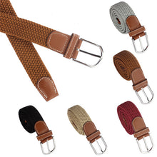 2014Popular Men Leather Braided Elastic Stretch Metal Buckle Belt Waistband Alice8 SM6