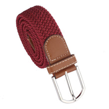 2014Popular Men Leather Braided Elastic Stretch Metal Buckle Belt Waistband Alice8 SM6