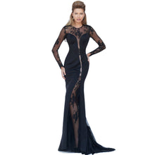 Dark Blue  Formal Dress Long Sleeve Sexy Long Sleeve Dress Bodycon Sexy Lace Floor-Length Party Dress SM6