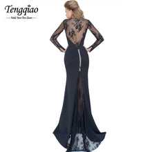Dark Blue  Formal Dress Long Sleeve Sexy Long Sleeve Dress Bodycon Sexy Lace Floor-Length Party Dress SM6