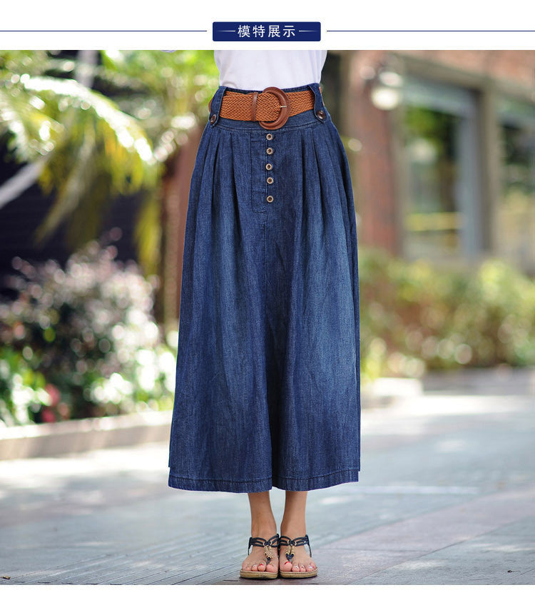 High Waist Long Jean Skirts A Line Cotton Saia Jeans Denim Skirt For Ankle-Length Cotton Skirts Long SM6