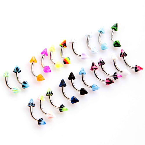 20Pcs Barbell Curved Eyebrow Rings Bars Tragus Body Piercing Jewelley Cone Eyebrow Rings SM6