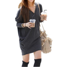 Casual Women Shirt Batwing Sleeve V-neck Loose Button Tops Blouse Casual Shirt Long Shirt Tops SM6