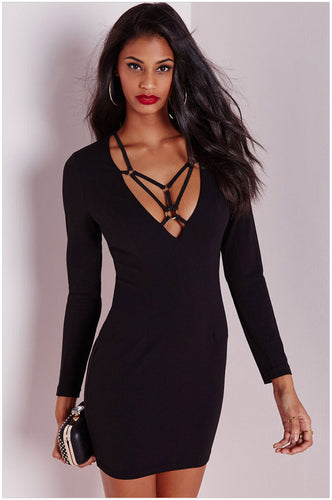 Black Pencil Sexy Dress Bodycon Party Night Tight Dresses Short Zipper Back Tight Sexy Club Mini Dress Slim SM6