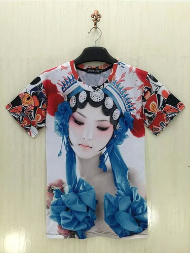 3D Print Men's T-shirt Summer Short Sleeve Men T Shirt Fashion Creative Chinese Opera Character Print Male Top Tees 71177 SM6