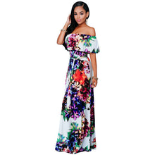 African Floral Print Dresses Tunic Beach Floor Length Dress Evening Slash Neck Elegant Party  Casual Long Dress SM6