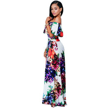 African Floral Print Dresses Tunic Beach Floor Length Dress Evening Slash Neck Elegant Party  Casual Long Dress SM6