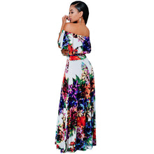 African Floral Print Dresses Tunic Beach Floor Length Dress Evening Slash Neck Elegant Party  Casual Long Dress SM6
