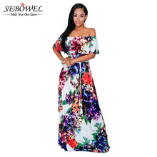 African Floral Print Dresses Tunic Beach Floor Length Dress Evening Slash Neck Elegant Party  Casual Long Dress SM6