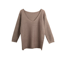 And V Neck Oversized Sweater Womens Long Sleeve Knitted Damen Pullover Woman Khaki Knit Casual Pull  SM6
