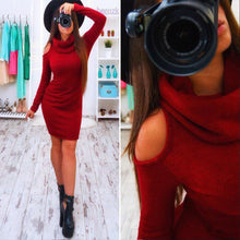 Bow Long Sleeve Straplesidi Women Sexy Club Sheath Bodycon Wool Dress Red Green Elastic Elegant Party Dresses SM6