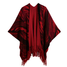 Cardigan Women Poncho Cape Top Tassel Fringed Cardigan Print Sweater Scarf Women Coat RedGreyKhaki SM6