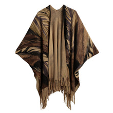 Cardigan Women Poncho Cape Top Tassel Fringed Cardigan Print Sweater Scarf Women Coat RedGreyKhaki SM6