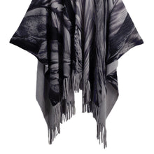 Cardigan Women Poncho Cape Top Tassel Fringed Cardigan Print Sweater Scarf Women Coat RedGreyKhaki SM6