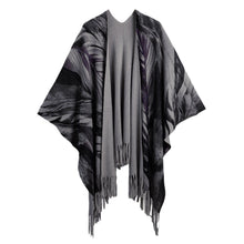 Cardigan Women Poncho Cape Top Tassel Fringed Cardigan Print Sweater Scarf Women Coat RedGreyKhaki SM6