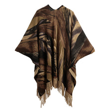 Cardigan Women Poncho Cape Top Tassel Fringed Cardigan Print Sweater Scarf Women Coat RedGreyKhaki SM6