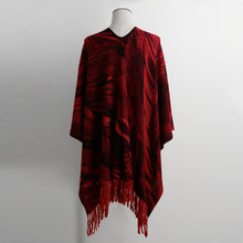 Cardigan Women Poncho Cape Top Tassel Fringed Cardigan Print Sweater Scarf Women Coat RedGreyKhaki SM6
