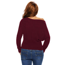 Sexy Women Sweaters And Pullovers Off The Shoulder Loose Knit Pull Slash Neck Long Sleeve Casual Jumper Top SM6